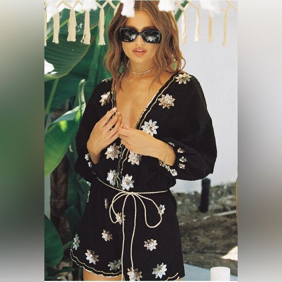 BEACH BUNNY MYRA ROMPER WITH SEQUINED EMBELLISHMENT✨✨ - Picture 1 of 11
